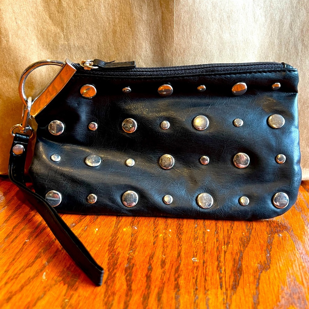 Wristlet-Faux Leather with studs (8”w x 4.75” h)